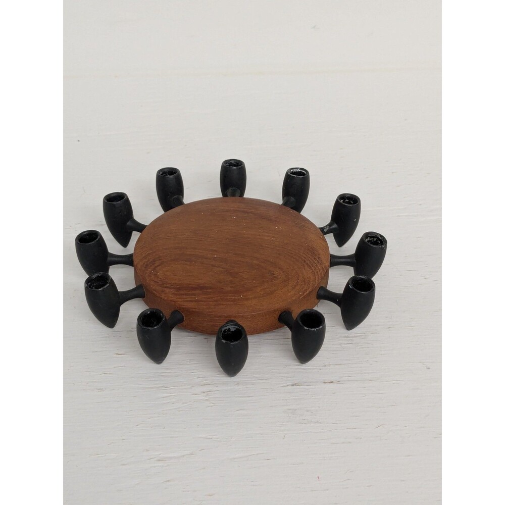 Vintage Digsmed Teak 12 Tapered Tiny Candle Holder 1964 Made in Denmark